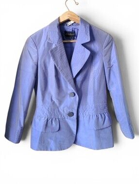 Vintage Luisa Spagnoli Raw Silk Hourglass Blazer purple blue size small
